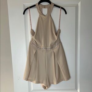 Forever 21 Cream Romper with Halter Neckline